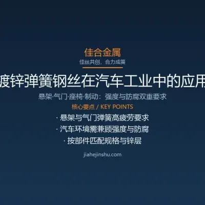 镀锌弹簧钢丝在汽车工业中的应用与选型要点