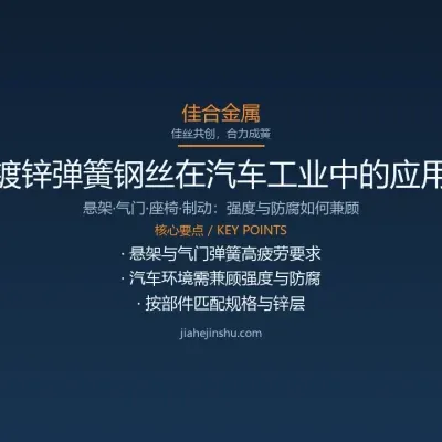 镀锌弹簧钢丝在汽车工业中的应用与选型要点